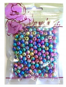 KORALE TĘCZOWE NIEB-ROZ-ZOLTY 8mm