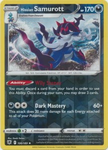 Hisuian Samurott - 100/189 - Holo Rare Reverse Holo - Pokemon karta  