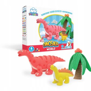 Ciastolina Air Dough Świat Dinozaurów - Zestaw 6 kolorów + akcesoria