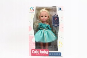 Lalka Cute Baby blondynka w zielonej sukience 27cm