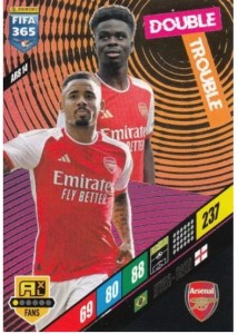 FIFA 365 2024 Panini DOUBLE TROUBLE Gabriel Jesus || Bukayo Saka ARS 14