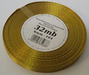 Taśma tasiemki 32 m x 0,6 cm złoty