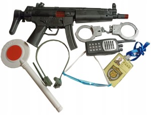 Zestaw policja, karabin, lizak, odznaka + akcesoria