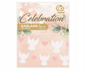 Girlanda papierowa Aniołki Chrzest Komunia 150 cm różowe